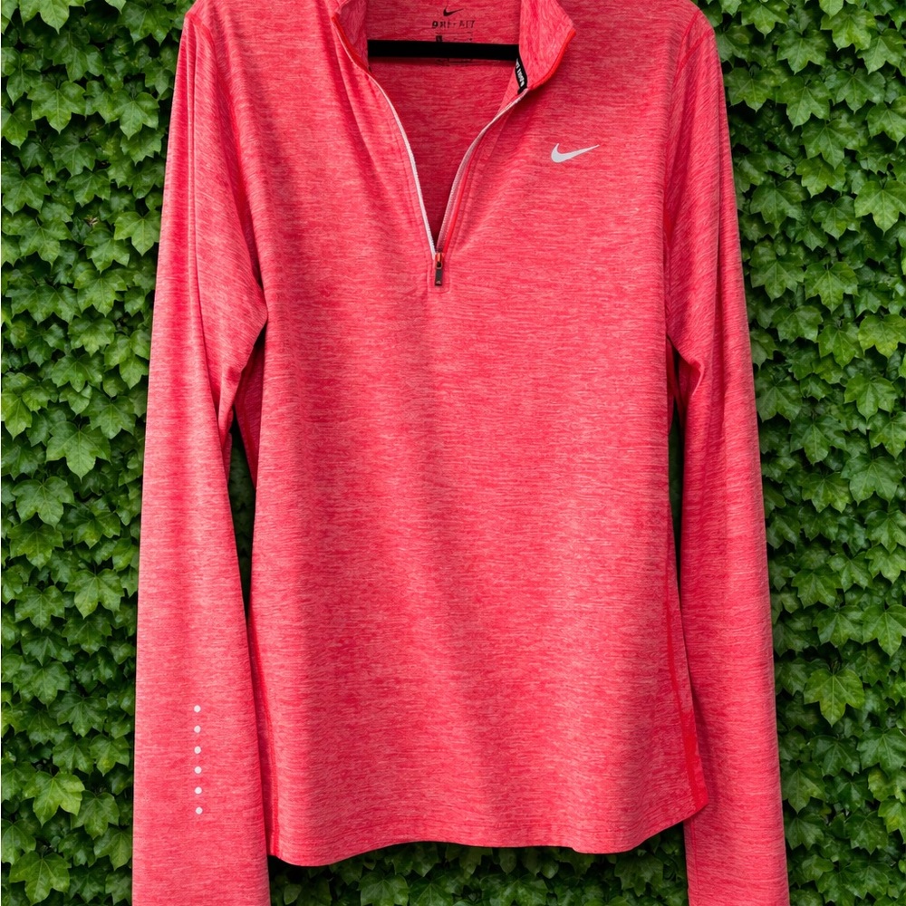 Nike Red Heather Long Sleeve Quarter-Zip Top